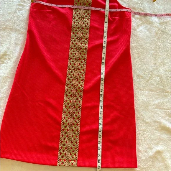 PAPPAGALLO Sleeveless Shift Dress with Gold Lace Trim--M - Picture 16 of 16